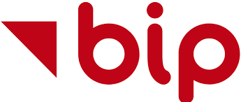 Logotyp BIP, czerwony napis BIP
